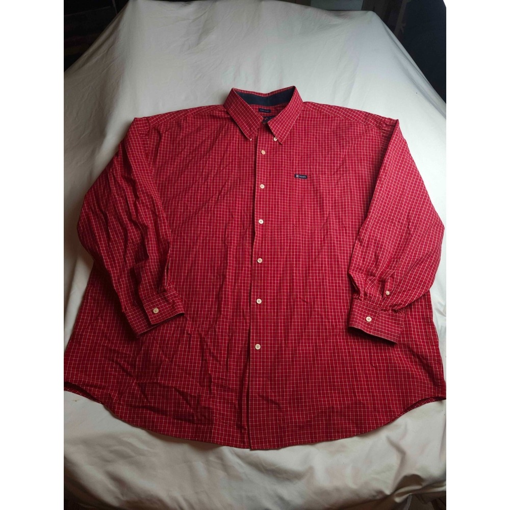 Chaps Button Down Shirt Mens 3XB Red Mini Grid Preppy Classic Business Casual - Picture 2 of 8